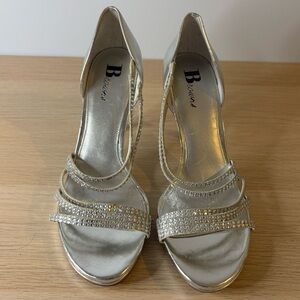 BROWNS Silver Strappy Heels